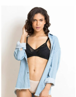 COTTON WIRE FREE CUT N SEW BRA- BLACK - Image 3