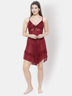 Alternative view of FashionRack Maroon Solid Baby Doll