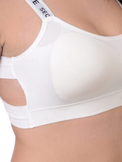 Da Intimo White Solid Non-Wired Lightly Padded Sports Bra - Image 4