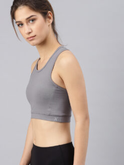 HRX by Hrithik Roshan Grey Solid Non-Wired Lightly Padded Sports Bra - Image 4