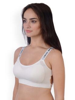 Da Intimo White Solid Non-Wired Lightly Padded Sports Bra - Image 3