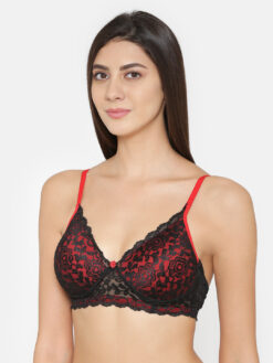 Alternative view of ABELINO Black & Red Lace Non-Wired Lightly Padded Push-Up Bra
