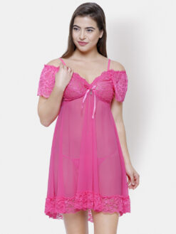Alternative view of FashionRack Pink Solid Baby Doll