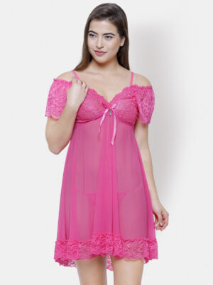Alternative view of FashionRack Pink Solid Baby Doll