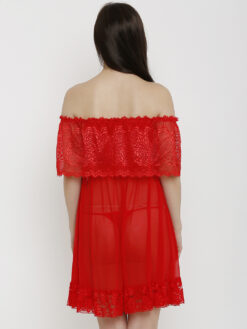 Heart 2 Heart Red Self Design Baby Doll Red - Image 5