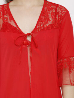 Heart 2 Heart Red Self Design Baby Doll - Image 4