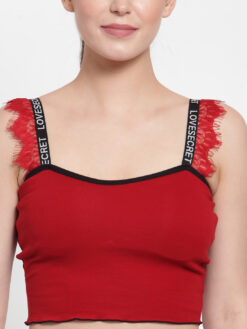 PrettyCat Red Solid Non-Wired Lightly Padded Sports Bra PC-SB-5152 - Image 3