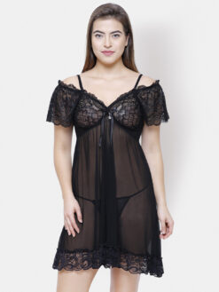Alternative view of FashionRack Black Solid Baby Doll