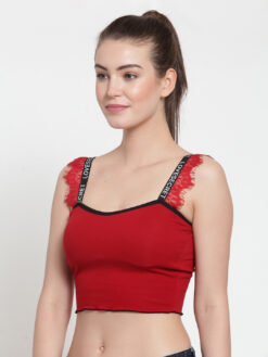 Alternative view of PrettyCat Red Solid Non-Wired Lightly Padded Sports Bra PC-SB-5152