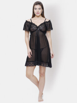 black net nighty | black net night dress | baby doll nighty
