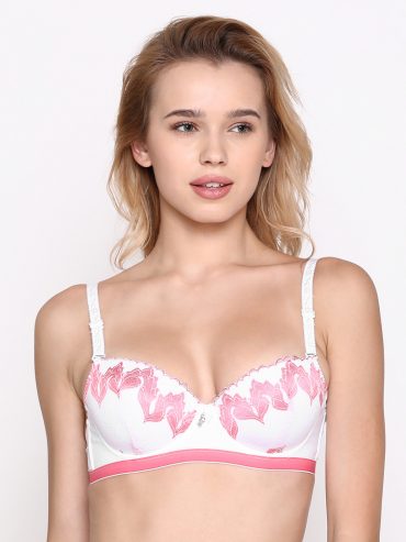 shyaway Pink & White Lace Underwired Lightly Padded Push-Up Bra