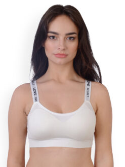 Alternative view of Da Intimo White Solid Non-Wired Lightly Padded Sports Bra