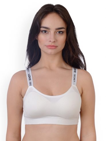 Alternative view of Da Intimo White Solid Non-Wired Lightly Padded Sports Bra