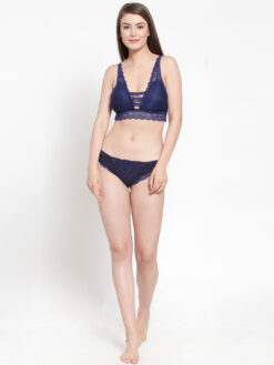 PrettyCat Blue Lace Non-Wired Lightly Padded Bralette Bra - Image 4