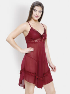 FashionRack Maroon Solid Baby Doll - Image 3