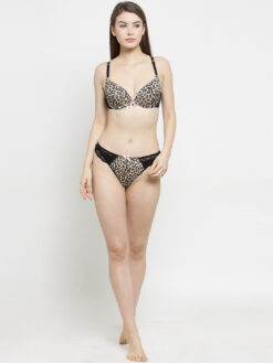 PrettyCat Black Printed Underwired Lightly Padded T-shirt Bra - Image 5
