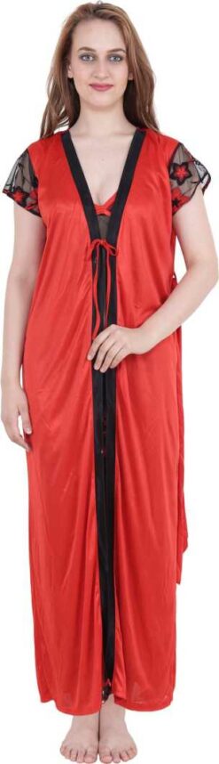 Alternative view of Women Nighty With Robe (Red)