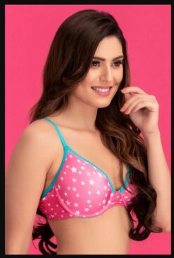 Padded Underwired Printed Demi Cup T-Shirt Bra - Image 3