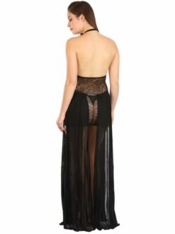 Shyle Black Halter Neck Babydoll With Pleats - Image 3