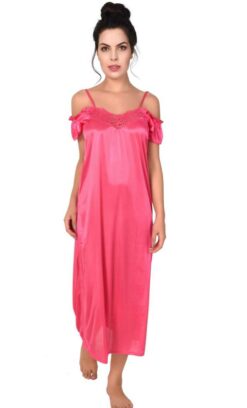 Women Nighty With Robe (Pink) - Image 4