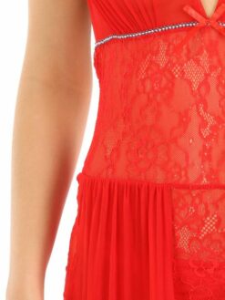 Shyle Hot Red Halter Neck Babydoll With Pleats - Image 4