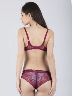 Shyle Maroon Floral Lace Underwired Lingerie Set - Image 4