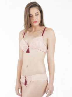 Alternative view of Shyle Peach Lace Attached Lingerie Set