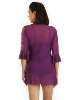 Purple Babydoll with Flare Sleeved Robe - Image 6