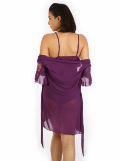 Purple Babydoll with Flare Sleeved Robe - Image 5