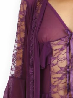 Purple Babydoll with Flare Sleeved Robe - Image 4