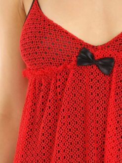 Red Black Fishnet Babydoll - Image 4