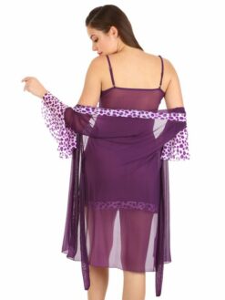 Violet Mesh Babydoll Robe Set - Image 3