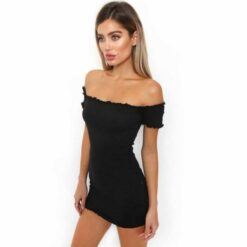 Alternative view of Womens Off Shoulder Crimping Party Dress