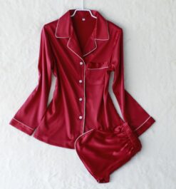 Alternative view of Godier Silk Satin Long Pajamas Sets