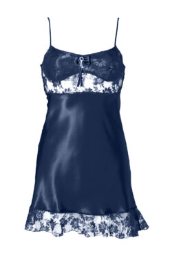 Blue Satin Lace Negligee Babydoll - Image 3