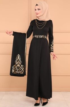 Muslimah stamping abaya full length two pieces dress - Image 3