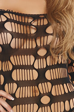 LASER CUT FISHNET BODYSTOCKING DRESS - Image 3