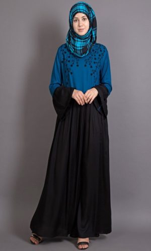 Hand Embroidered abaya | crepe abaya | Abaya Dupatta