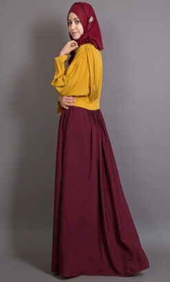 Bohemian Inspired Contrast Panelled Abaya - Image 3