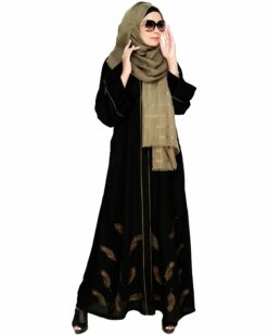 Alternative view of Feather Embroidered Dubai Style Black Abaya
