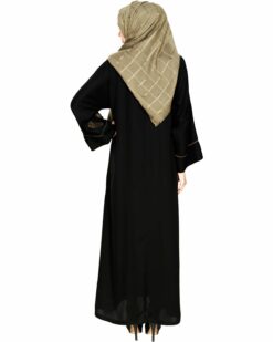 Feather Embroidered Dubai Style Black Abaya - Image 7