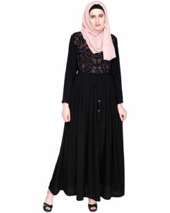 Alternative view of Sylvan Pleated Dubai Style Black Abaya