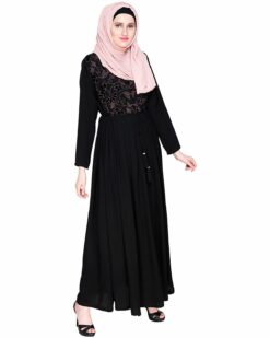Sylvan Pleated Dubai Style Black Abaya - Image 3