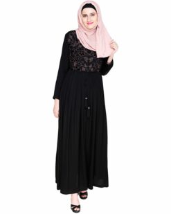 Sylvan Pleated Dubai Style Black Abaya - Image 4