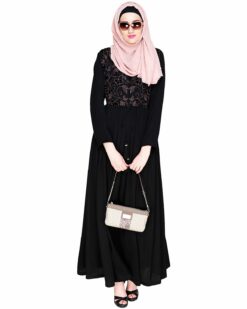 Sylvan Pleated Dubai Style Black Abaya - Image 5