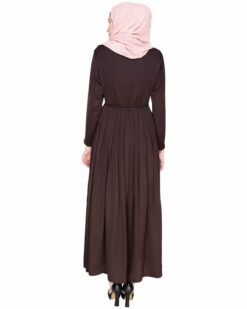 Sylvan Pleated Dubai Style Brown Abaya - Image 7