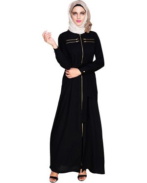 zip abaya style | black abaya | abaya with zipper front