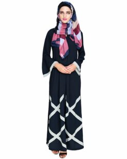 Alternative view of Criss Cross Detailing Blue Abaya