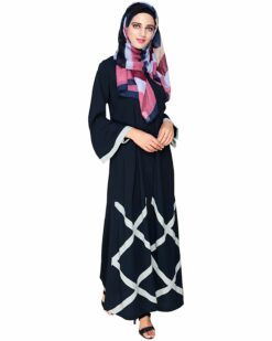 Criss Cross Detailing Blue Abaya - Image 3