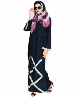 Criss Cross Detailing Blue Abaya - Image 5